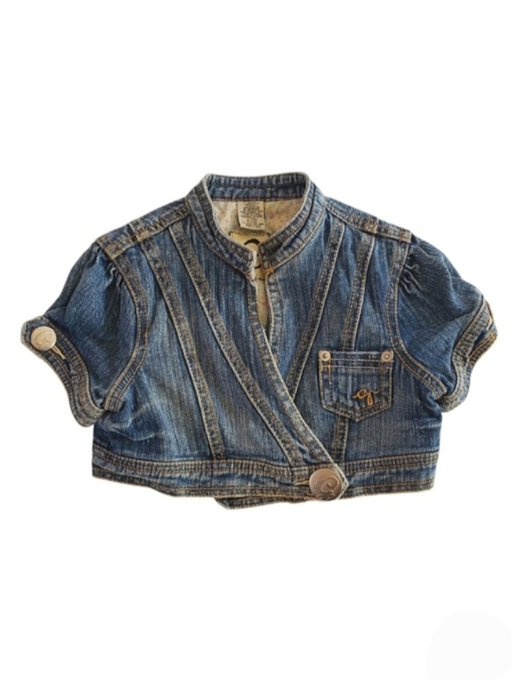 K1125 * Guess Girls Cropped Jean Jacket Medium Wash Denim Size S (7/8)